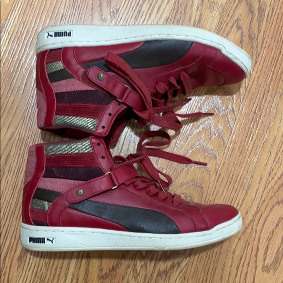 Puma Limited Edition Red High Top Sneakers 7.5 - Picture 2 of 7